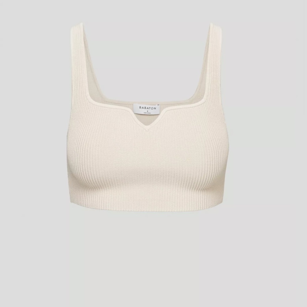 Aritzia Babaton sculpt knit notch tank in matte pearl